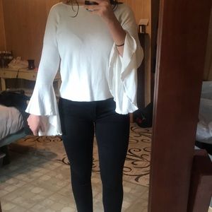 Express White bell sleeve light sweater